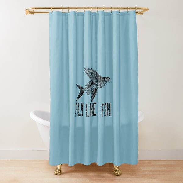 Funny flying fish design, fly like a fish. Shower Curtain