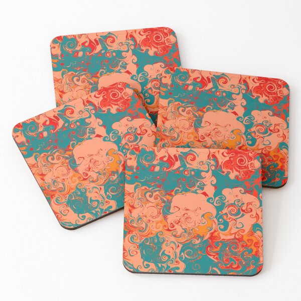 Item preview, Indie Retro Swirls Aesthetic Abstract # 5: Swirly Q (melocotón, naranja y turquesa) designed and sold by Cosmic-Ferret.