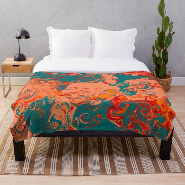 Item preview, Indie Retro Swirls Aesthetic Abstract #5 : Swirly Q (Peach, Orange, and Turquoise) designed and sold by Cosmic-Ferret.