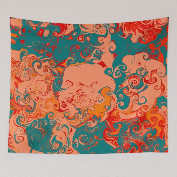 Item preview, Indie Retro Swirls Aesthetic Abstract #5 : Swirly Q (Peach, Orange, and Turquoise) designed and sold by Cosmic-Ferret.