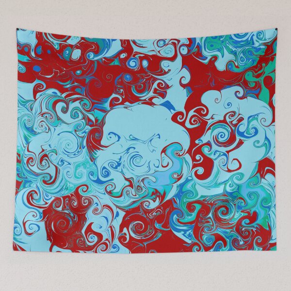 Item preview, Indie Retro Swirls Aesthetic Abstract #5 : Swirly Q (Baby Blue and Dark Red) designed and sold by Cosmic-Ferret.
