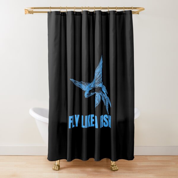 Funny flying fish design, fly like a fish. Shower Curtain