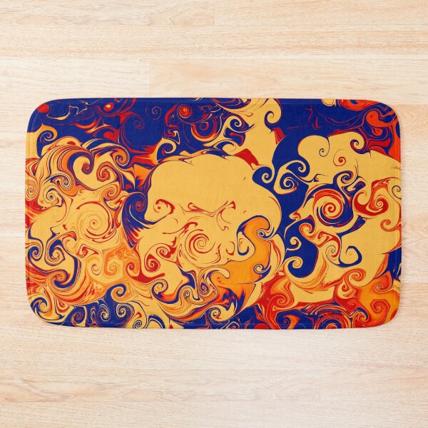 Artikelvorschau, Indie Retro Swirls Aesthetic Abstract #5: Swirly Q (Orange und Marineblau) entworfen und verkauft von Cosmic-Ferret.