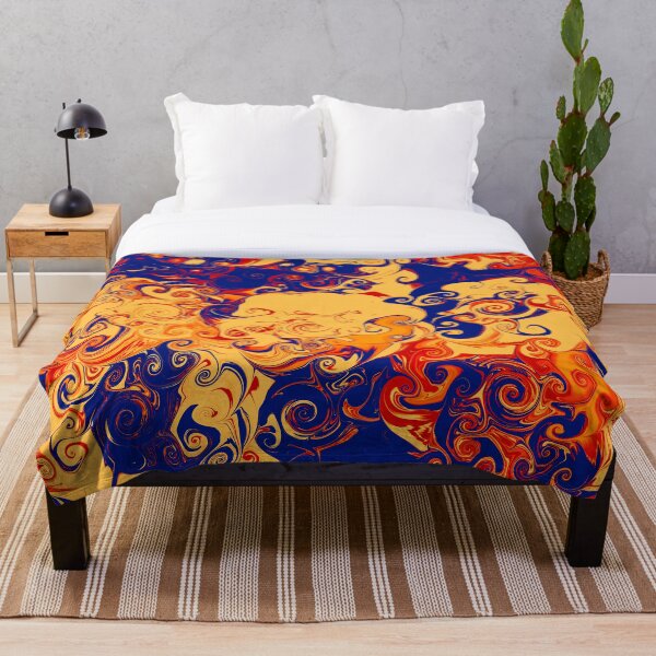 Artikelvorschau, Indie Retro Swirls Aesthetic Abstract #5: Swirly Q (Orange und Marineblau) entworfen und verkauft von Cosmic-Ferret.
