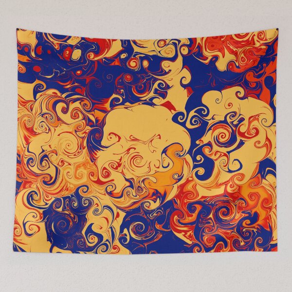 Item preview, Indie Retro Swirls Aesthetic Abstract #5 : Swirly Q (Orange and Navy Blue) designed and sold by Cosmic-Ferret.