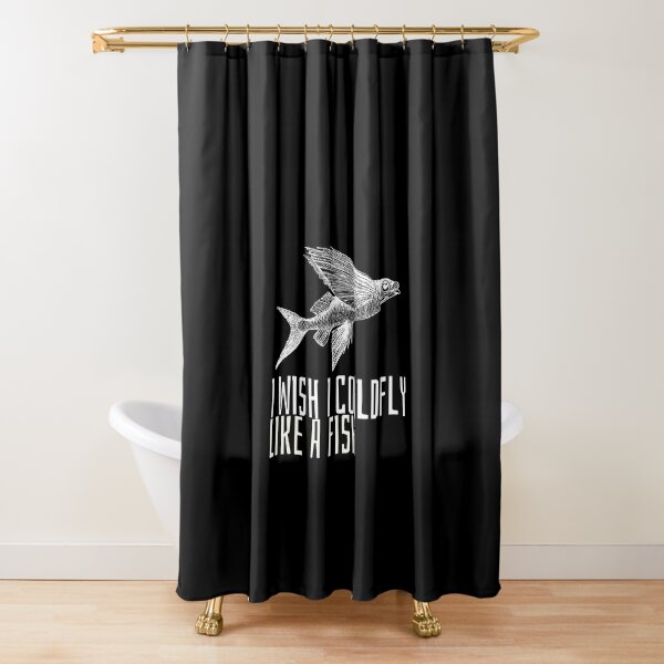 Funny flying fish design, I wish i could  fly like a fish. Shower Curtain