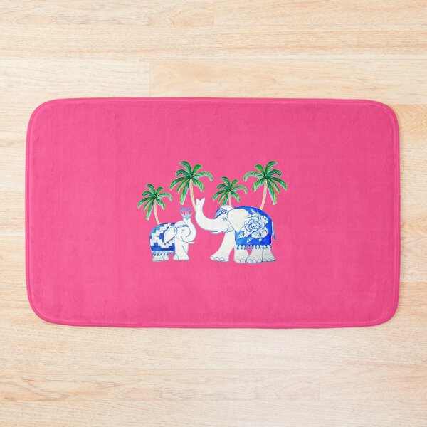 Item preview, Elephants on fuchsia pink , Chinoiserie elephants in blue and white designed and sold by MagentaRose.
