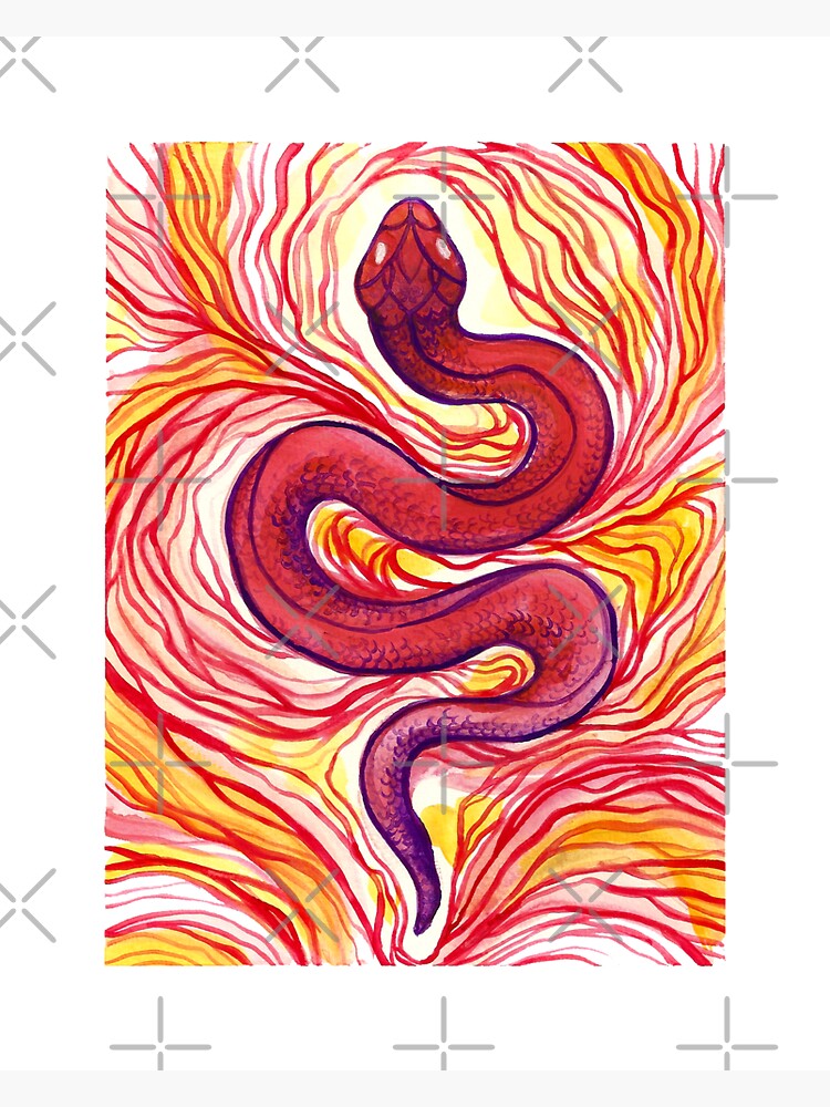 "Fire Serpent Gouache" Sticker for Sale by VivtheFish Redbubble