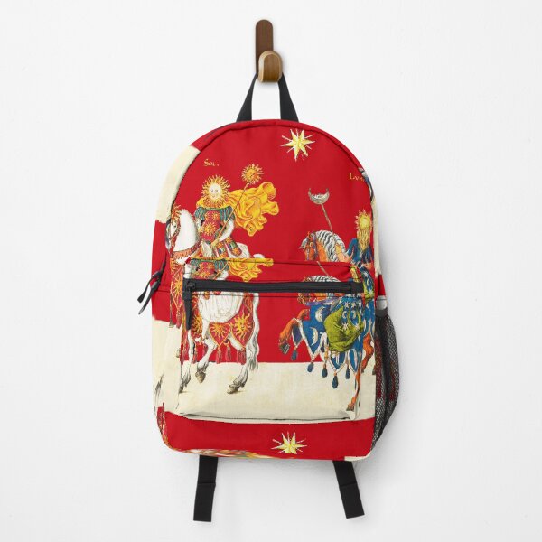 Item preview, SUN AND MOON AS MEDIEVAL KNIGHTS HORSEBACK IN RED Antique Miniature designed and sold by BulganLumini.