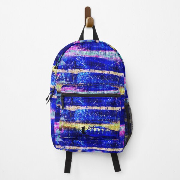 Item preview, Indigo, pink and gold abstract stripes with typography blend designed and sold by beateallerton.