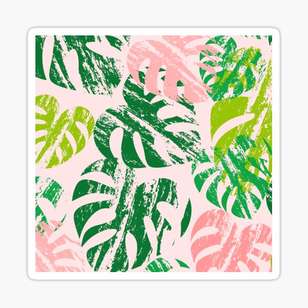 Monstera Leaves Rose Sticker