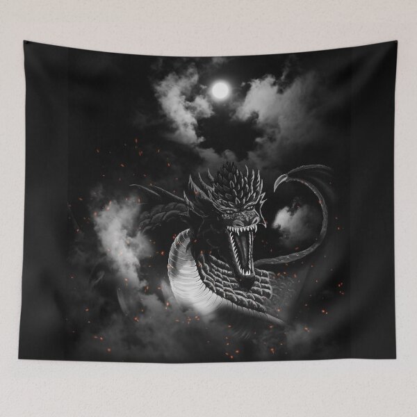 Item preview, Moon Black-White Fire Dragon Clouds designed and sold by Kim Andrews.