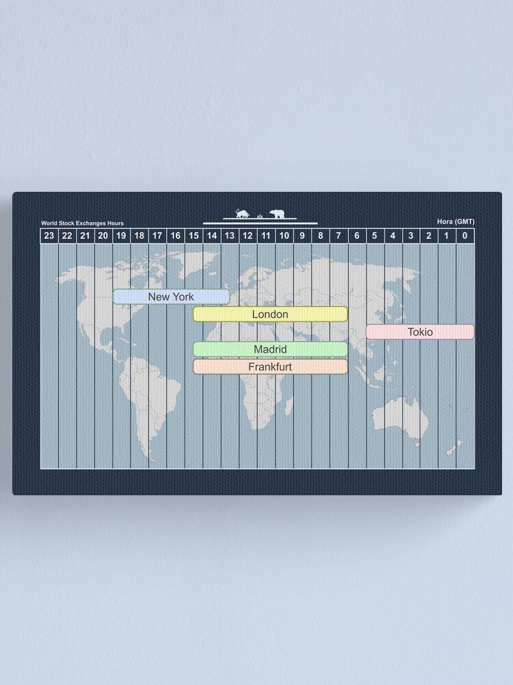 "World Stock Exchanges Hours For Trader" Canvas Print for Sale by