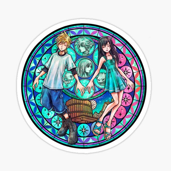 Cloud and Tifa Stained Glass Sticker