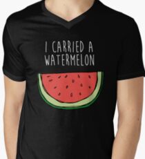 I carried a watermelon Men's V-Neck T-Shirt