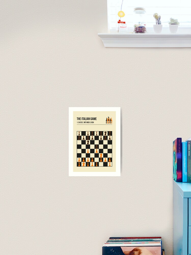 Chess game, 3D illustration. Italian opening, also known as Quiet