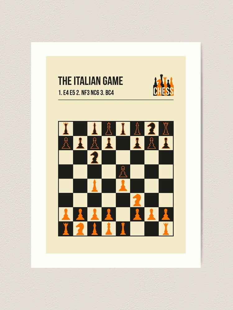 Italian Game Chess Opening Poster black Version Chess -  Finland