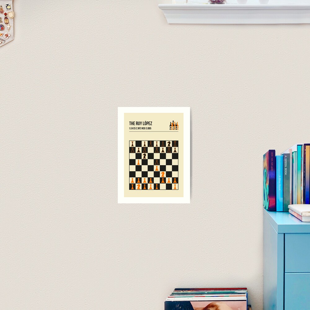 The Ruy Lopez Chess Opening in a vintage book cover poster style.  Art  Board Print for Sale by Jorn van Hezik