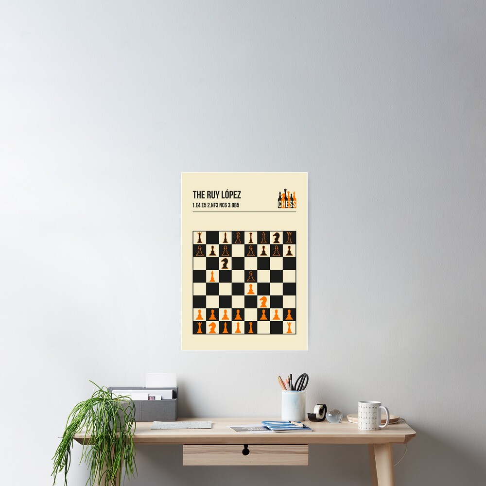 The Ruy Lopez Chess Opening in a vintage book cover poster style.  Art  Board Print for Sale by Jorn van Hezik