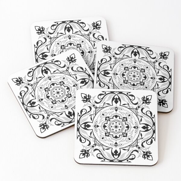 Item preview, Square Ornamental Dotwork Mandala (white version) designed and sold by Anicatattoos.