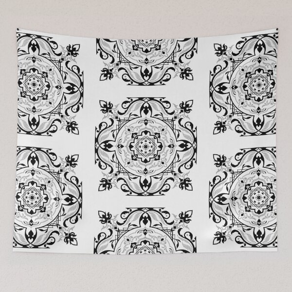 Item preview, Square Ornamental Dotwork Mandala (white version) designed and sold by Anicatattoos.
