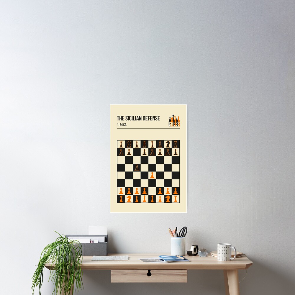 The Sicilian Defense Chess Opening Vintage Book Cover Poster Style |  Greeting Card