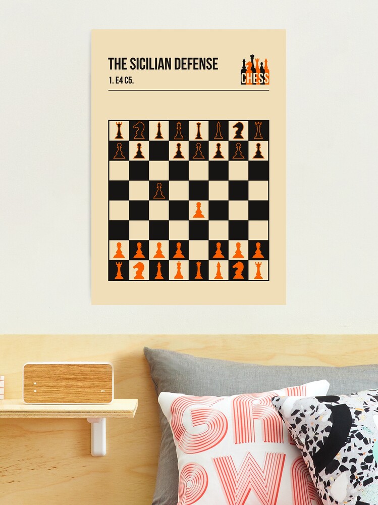 Chess Sicilian Defense Opening Move e4 c5 Design Art Board Print for Sale  by trendyzcom