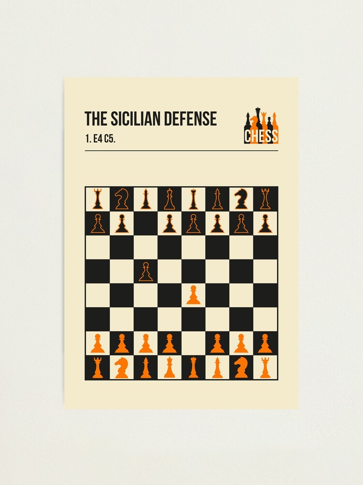 The Sicilian Defense Chess Opening Vintage Book Cover Poster Style