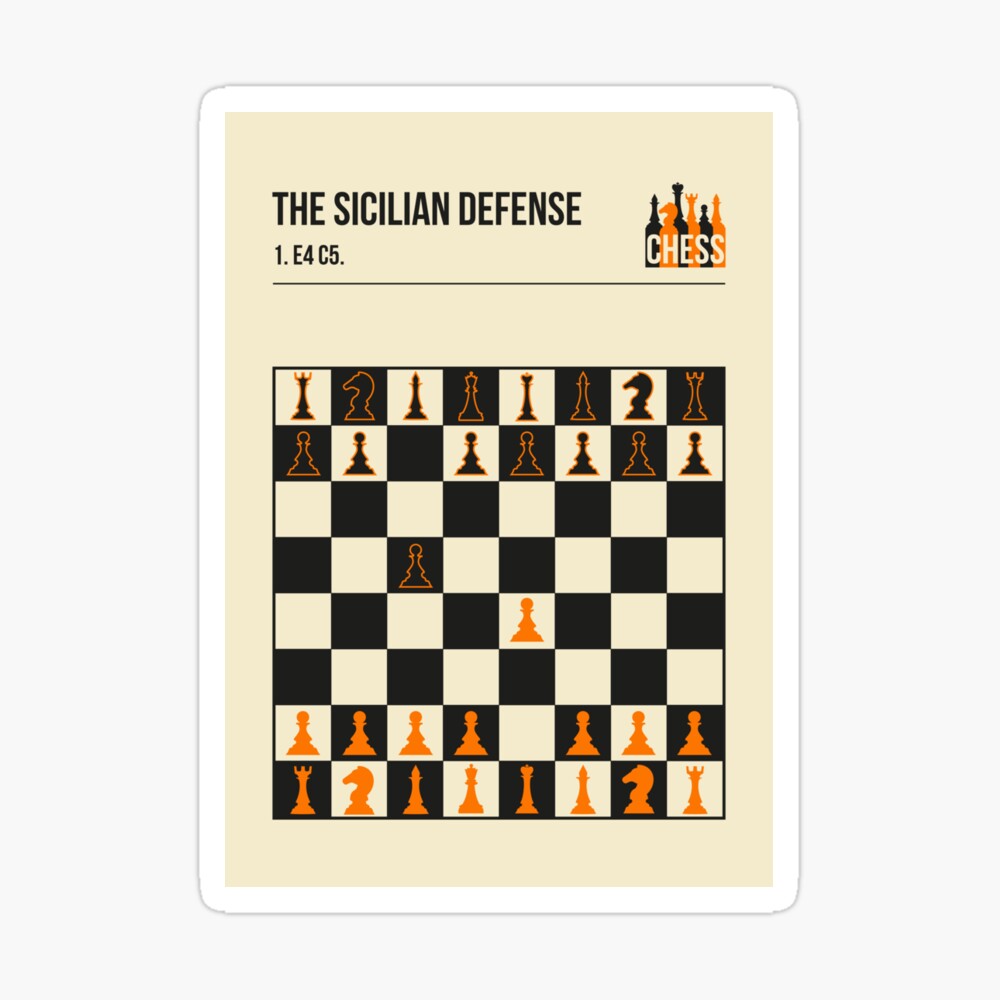 The Sicilian Defense Chess Opening Vintage Book Cover Poster Style