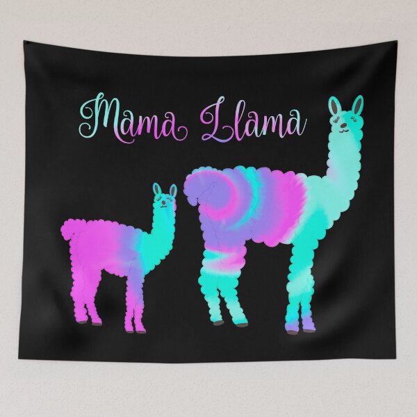 Item preview, So Cute! Fluffy Tie Dye Mother and Baby Llamas (Aesthetic) Candy Floss Colors designed and sold by Cosmic-Ferret.