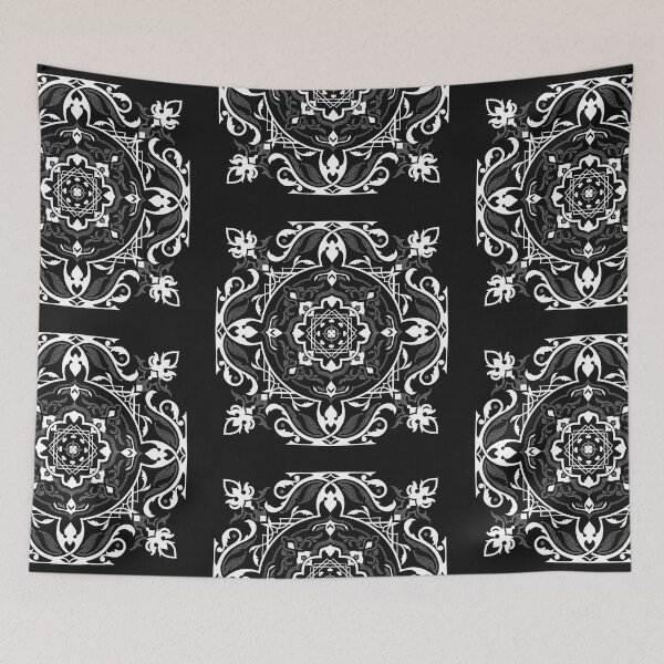 Item preview, Square Ornamental Dotwork Mandala (black version) designed and sold by Anicatattoos.