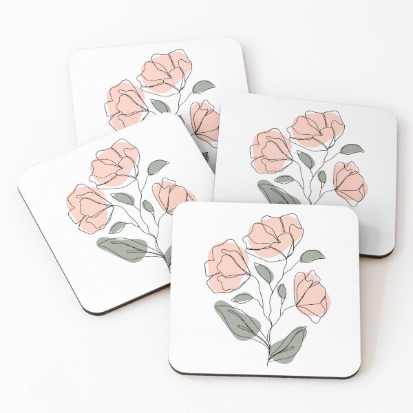 Item preview, Flower Line Drwaing with Pastel Patches designed and sold by NaomiBalog.