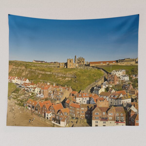 Item preview, Whitby Abbey Seaside Town Yorkshire Little Houses Steps St Marys England North Yorkshire in Summer designed and sold by skyfilming.