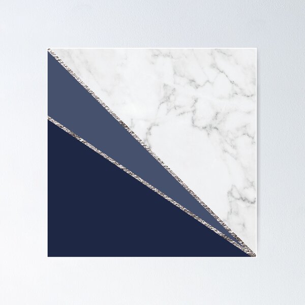Item preview, Navy Blue, Silver and Marble Geo designed and sold by thelustrous.