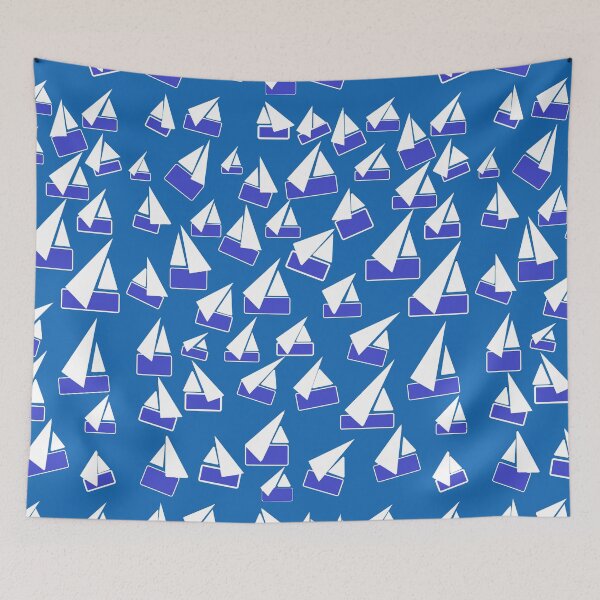 Artikelvorschau, Segelboote weiß und blau entworfen und verkauft von DesignsByMuriel.