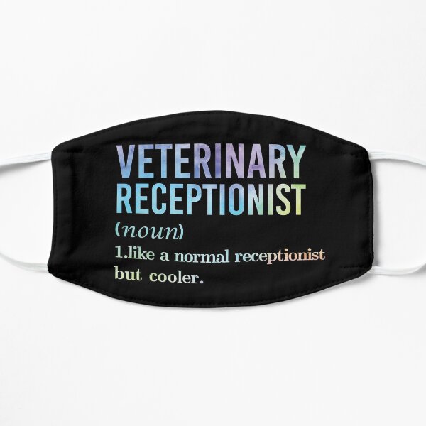 Funny Vet receptionist watercolor definition Flat Mask