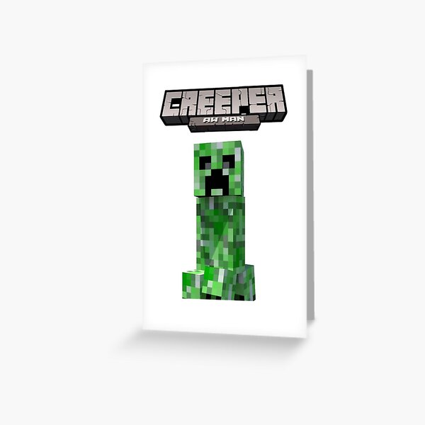 Creeper Face Pixel Art Build-On Greeting Card