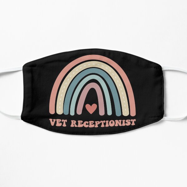 Cute Vet receptionist colorful rainbow Flat Mask