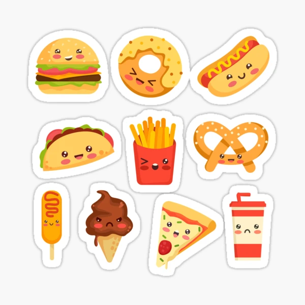 Fast Food Stickers Art Print for Sale by kawaiistudio