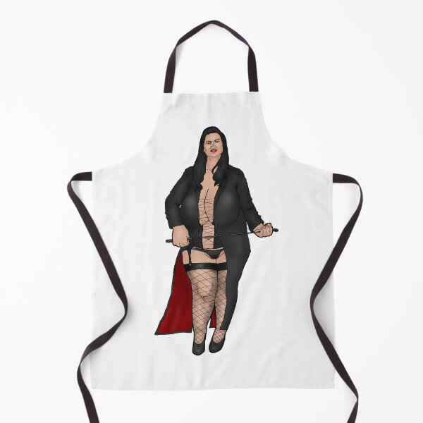 Item preview, strict BBW dominatrix with very large breasts in a coat designed and sold by PinUpsandPulp.