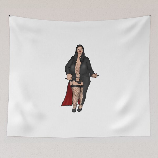 Item preview, strict BBW dominatrix with very large breasts in a coat designed and sold by PinUpsandPulp.