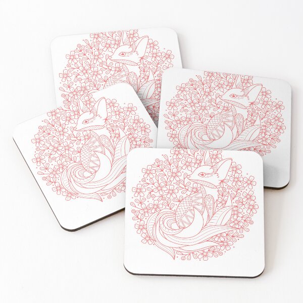 Item preview, Cute intricate fox  Design Coral Red Color designed and sold by Red-ElYoubi.