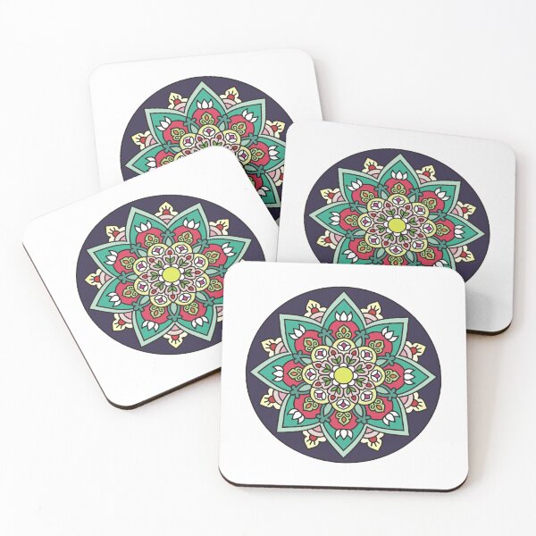 Mandala floral violeta Posavasos (lote de 4)