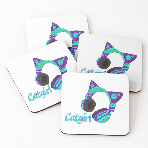 Item preview, Catgirl Earphones Mint and Purple designed and sold by FudogDoodles.