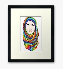 Rainbow hijab Framed Print