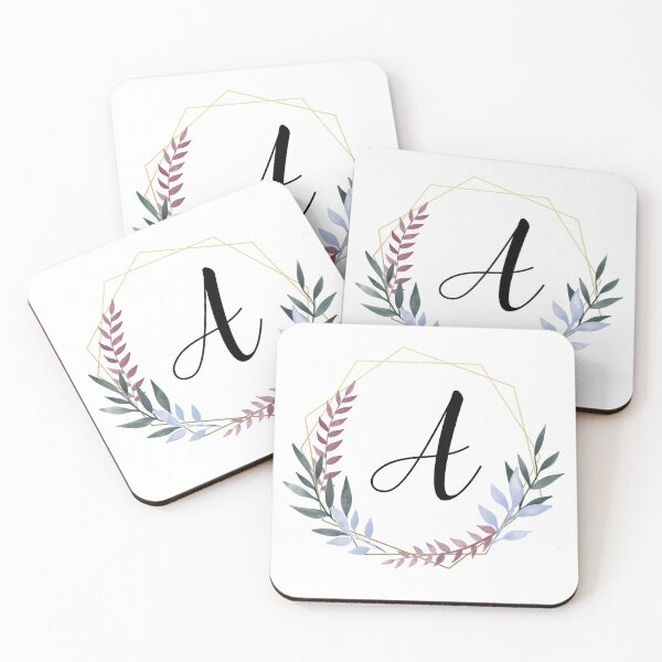 Item preview, Delicate gold frame monogram and colorful laurels letter A designed and sold by JustSeasons.