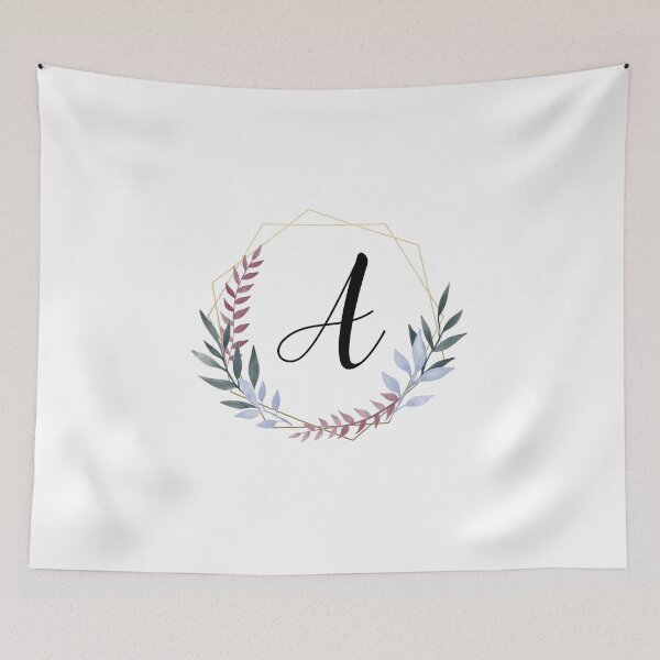 Item preview, Delicate gold frame monogram and colorful laurels letter A designed and sold by JustSeasons.