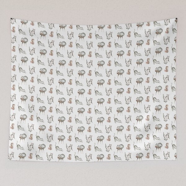 Item preview, Kitty Cat Yoga Pattern in White designed and sold by UTMstore.