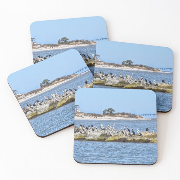 Item preview, Pelicans and Cormorants on a Rock Jetty designed and sold by Catherine Sherman.