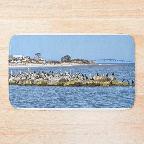 Item preview, Pelicans and Cormorants on a Rock Jetty designed and sold by Catherine Sherman.